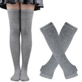 1 Set Women Gothic Punk Over Knee Long Stripe Socks Arm Sleeve Gloves for Girl Thigh High Cotton Socks Sweet Cute Christmas Gift