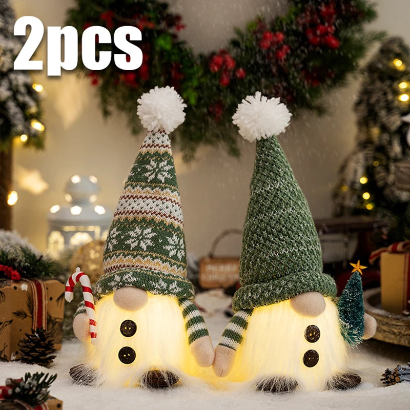 Glowing Knitted Gnome Doll with Led Night Light Christmas Decorations 2026 Home Xmas Tree Decor Navidad New Year 2027 Gift
